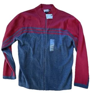 🆕Arizona Jean company mens XL zip up mock neck sweater-NWT-red and charcoal Y2K